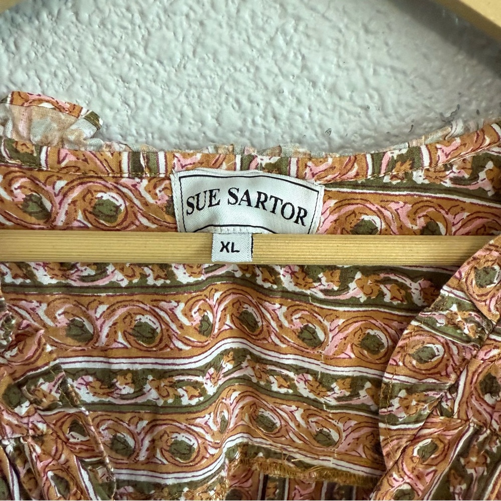 Sue Sartor Kaftan Style Dress Size‎ XL EUC Belted Waist - Picture 7 of 7